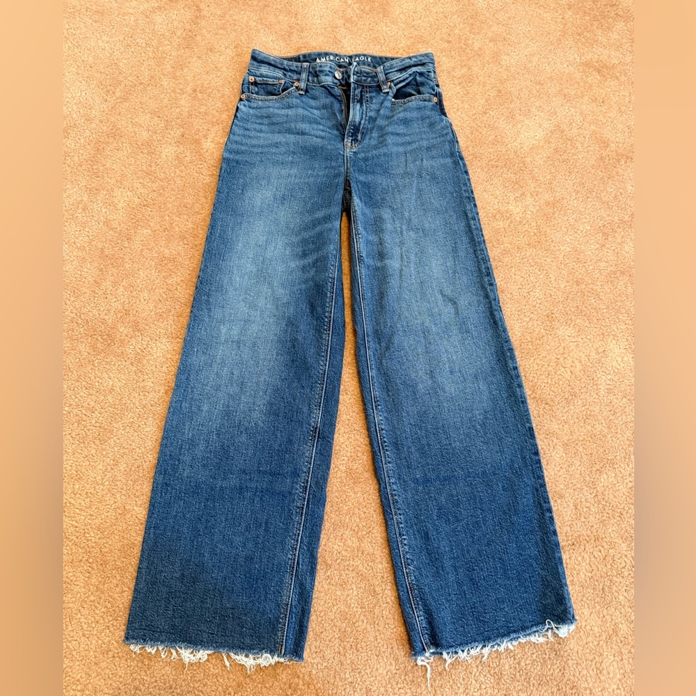 American Eagle Outfitters Blue Wide-Leg Jeans